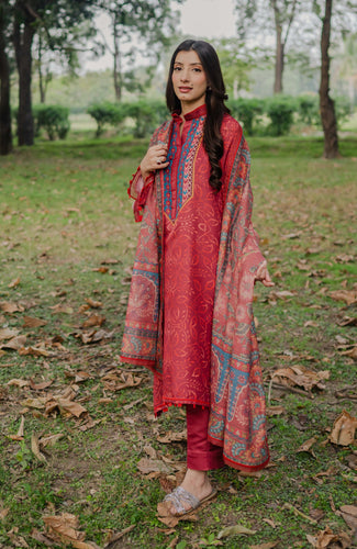 A7, Silk Wool Suite & Thin Khadar Dupatta