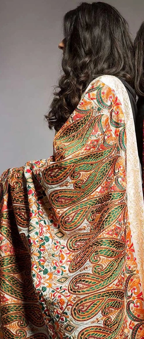 Fully Embroidered Pashmina Shawls with Paisly Pattern