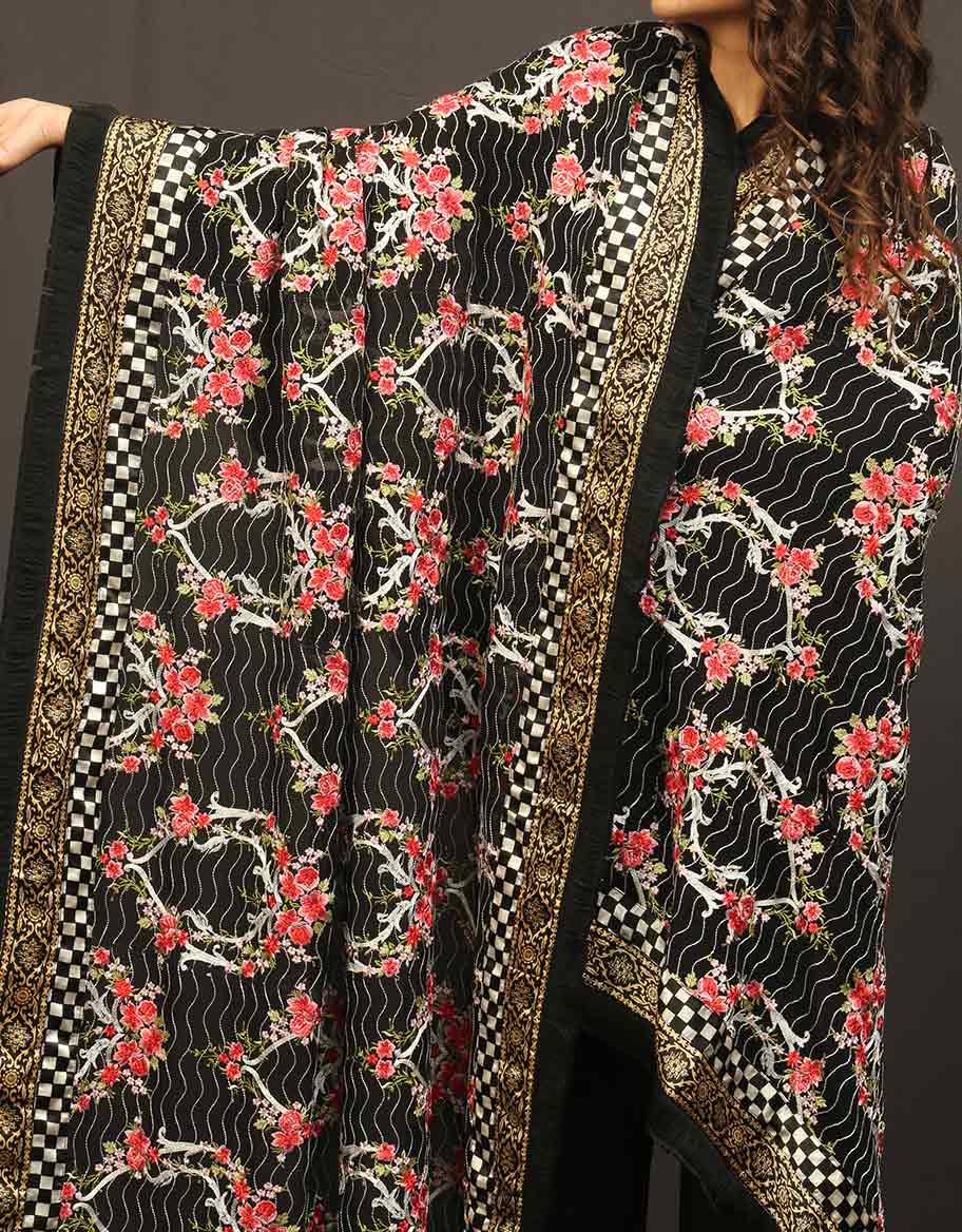Black Fully Embroidered Dupatta