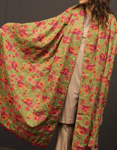 Pashmina Shawl with Pink Floral Embroidary