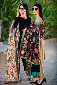 Fully Embroidered Silk Shawl