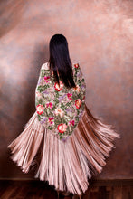 Triangle Silk Scarve with Floral Embroidery & Silk Thread Tassels