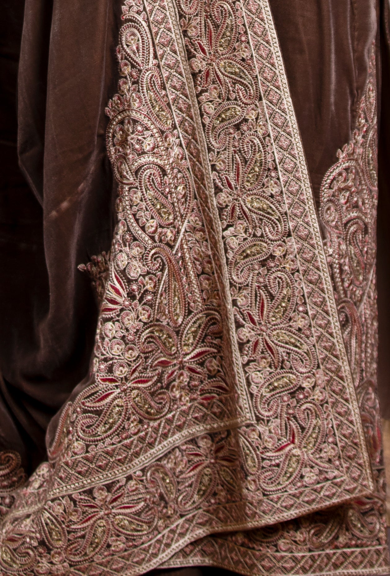 Threaded Embroidery on Velvet Shawl (Suit Optional)