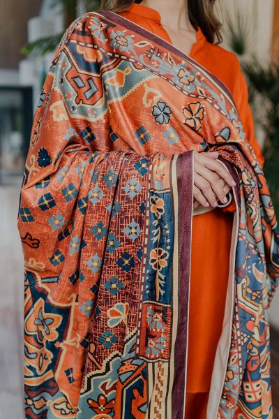 Picture of Orange Velvet Shawl