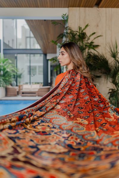 Picture of Orange Velvet Shawl