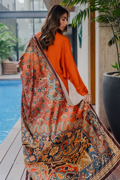 Picture of Orange Velvet Shawl