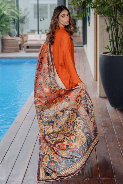 Picture of Orange Velvet Shawl