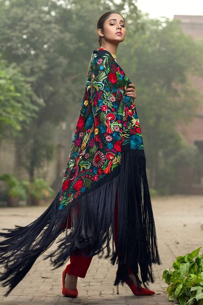 Picture of Black Floral Cape