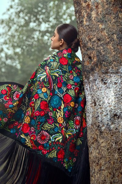 Picture of Black Floral Cape