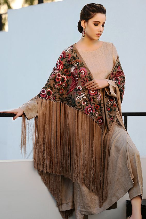 Silk Cape with Silk Thread Tussles