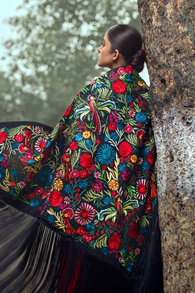 Picture of Black Floral Cape