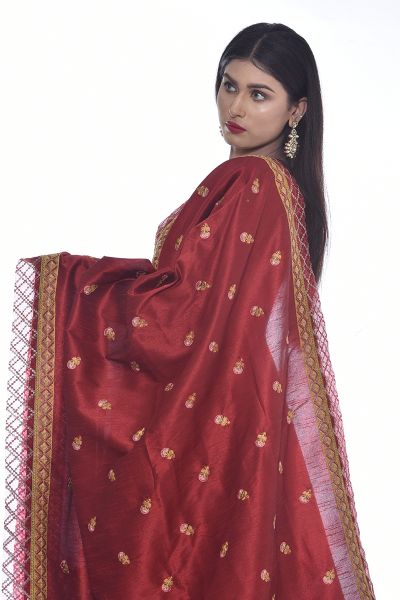 Picture of Raw Silk Shawl with Rice Stitch Embroidery