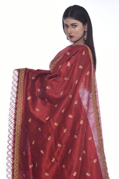 Picture of Raw Silk Shawl with Rice Stitch Embroidery