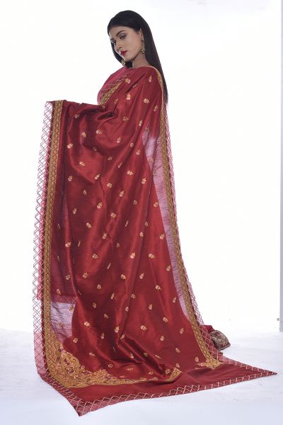 Picture of Raw Silk Shawl with Rice Stitch Embroidery