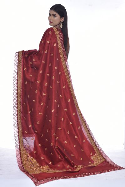 Picture of Raw Silk Shawl with Rice Stitch Embroidery