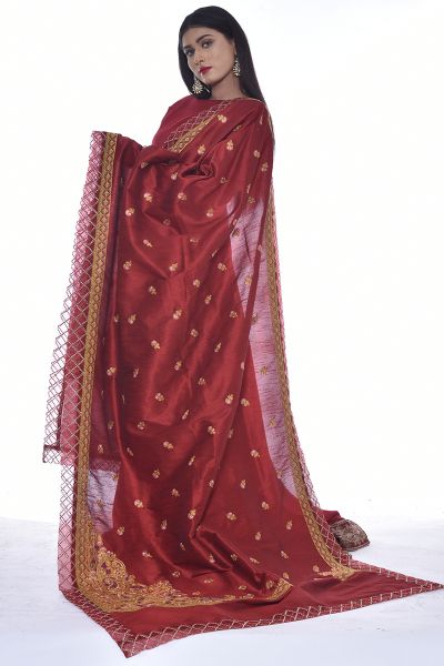 Picture of Raw Silk Shawl with Rice Stitch Embroidery