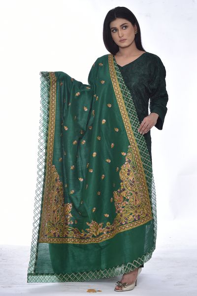 Picture of Raw Silk Shawl with Rice Stitch Embroidery