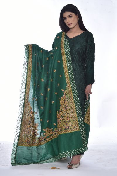 Picture of Raw Silk Shawl with Rice Stitch Embroidery