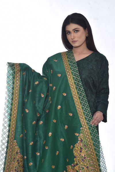 Picture of Raw Silk Shawl with Rice Stitch Embroidery