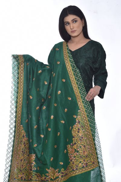 Picture of Raw Silk Shawl with Rice Stitch Embroidery