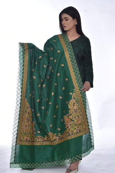 Picture of Raw Silk Shawl with Rice Stitch Embroidery